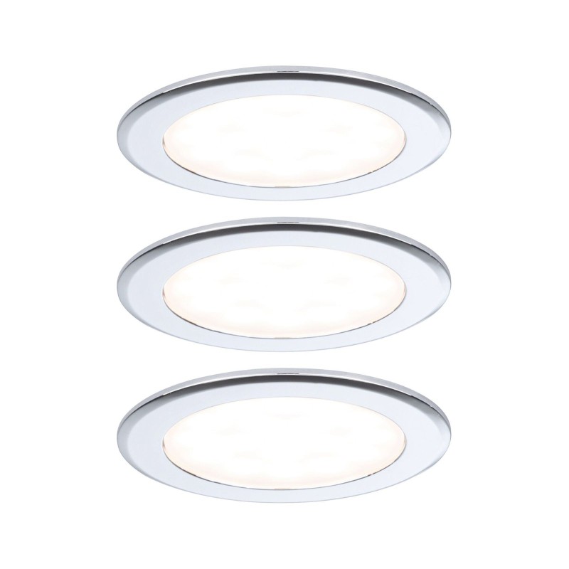 LED vestavná nábytková svítidla 3ks sada kruhové 65mm 3x2,5W 230/12V 3000K chrom - PAULMANN