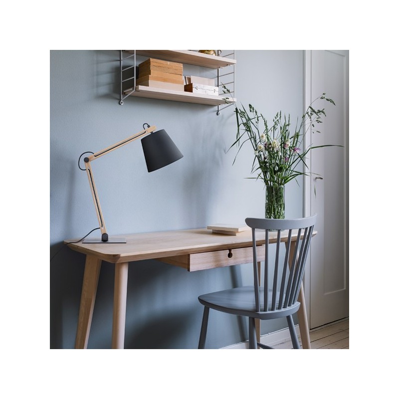 RENDL NIZZA stolná Pollycotton čierna/drevo 230V LED E14 7W R14032