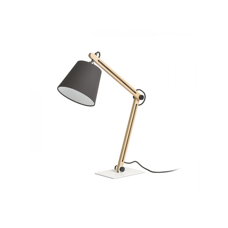 RENDL NIZZA stolná Pollycotton čierna/drevo 230V LED E14 7W R14032