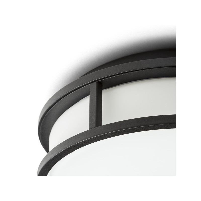 RENDL GRANDE LED 25 stropná opálové sklo/čierna 230V LED 12W IP44 3000K R13677