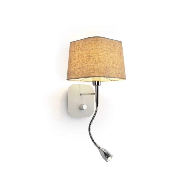 RENDL PERTH nástenná s LED bodovkou béžová/biela chróm 230V E14 LED 15+3W 30°  3000K R13661