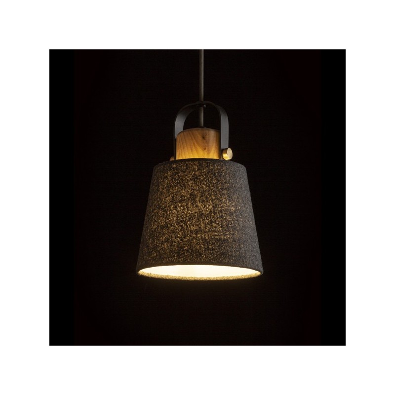 RENDL CHOUPETTE závesná čiernosivá textil/drevo 230V E27 15W R13650