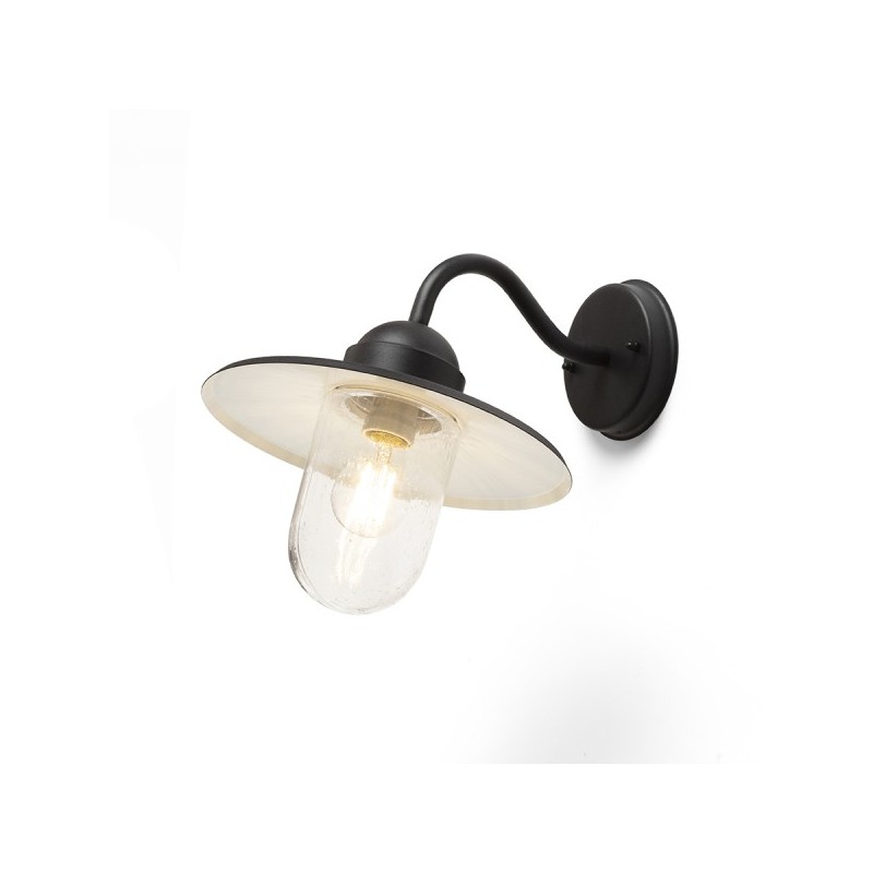 RENDL BEACON nástenná čierna štrukúrované sklo 230V E27 60W IP44 R13614