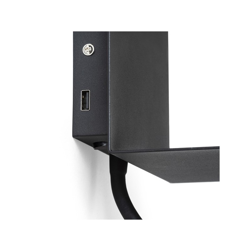 RENDL ROSTAM nástenná s USB čierna  230V LED 2x3W  3000K R13571