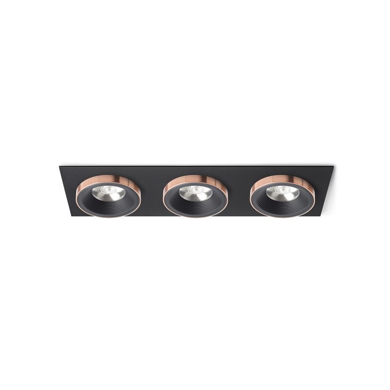 RENDL SHARM SQ III zápustné svietidlo čierna/čierna meď 230V LED 3x10W 24° 3000K R13264