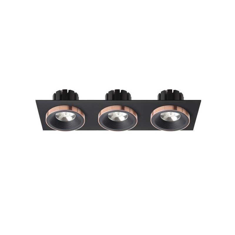 RENDL SHARM SQ III zápustné svietidlo čierna/čierna meď 230V LED 3x10W 24° 3000K R13264