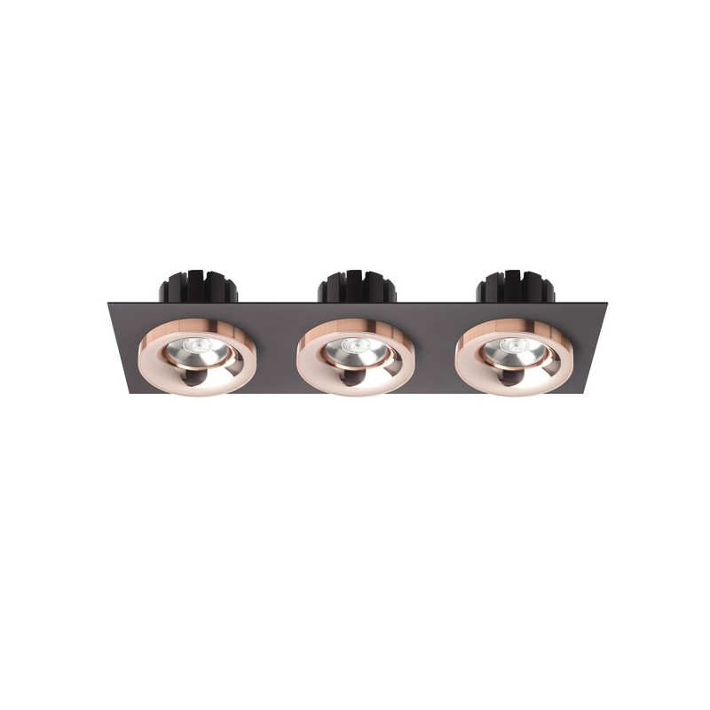 RENDL SHARM SQ III zápustné svietidlo čierna meď/meď 230V LED 3x10W 24° 3000K R13263