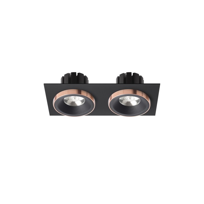 RENDL SHARM SQ II zápustné svietidlo čierna/čierna meď 230V LED 2x10W 24° 3000K R13259