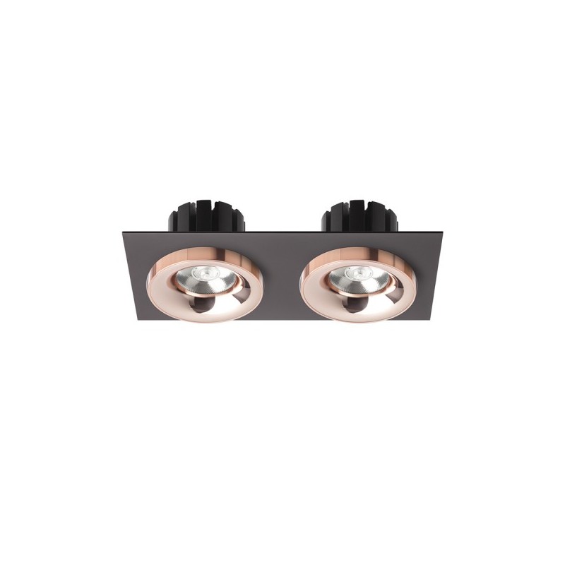RENDL SHARM SQ II zápustné svietidlo čierna meď/meď 230V LED 2x10W 24° 3000K R13258