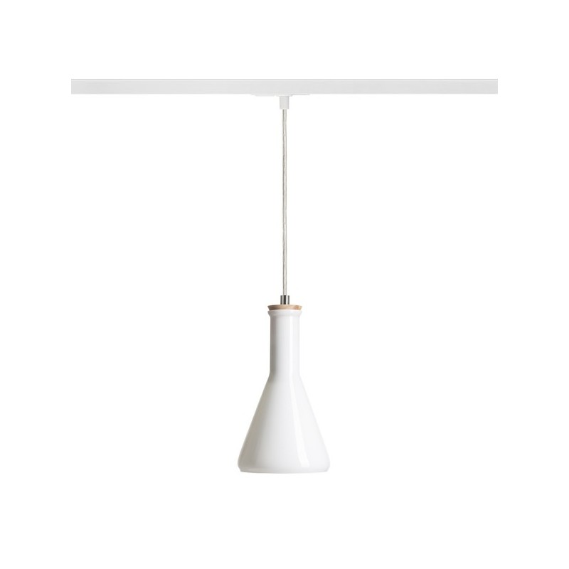 RENDL závesné svietidlo PULIRE CON pre jednookr. lištu opálové sklo/drevo 230V E14 28W R13209