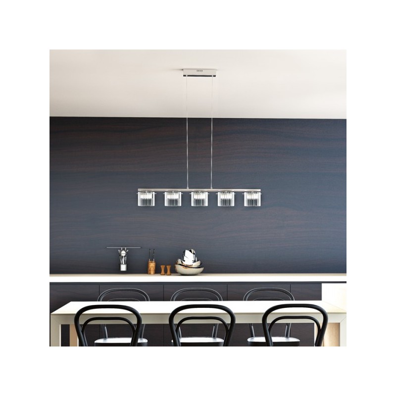 RENDL ESTRA V závesná biela číre sklo 230V LED 5x5W  3000K R11678