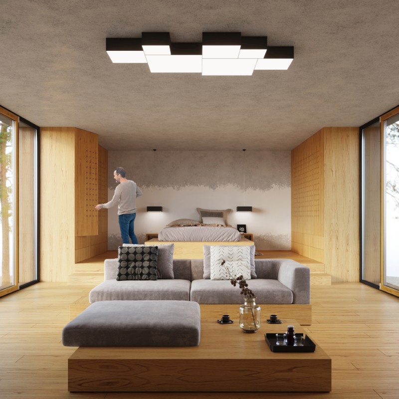 Sollux stropné svietidlo prisadené HORUS 45 čierne SL.0139
