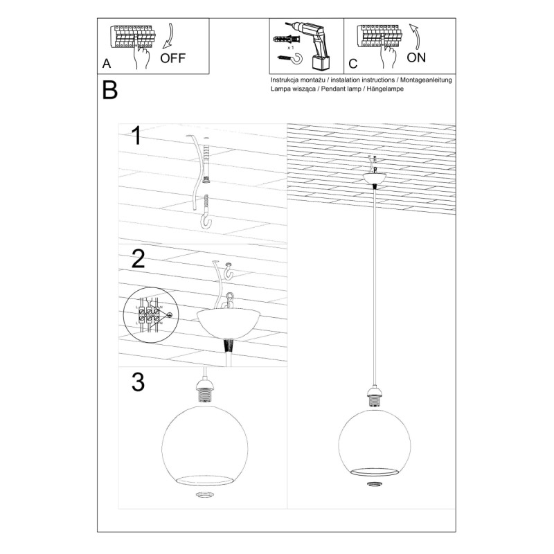 Sollux závesné svietidlo BALL biele SL.0256