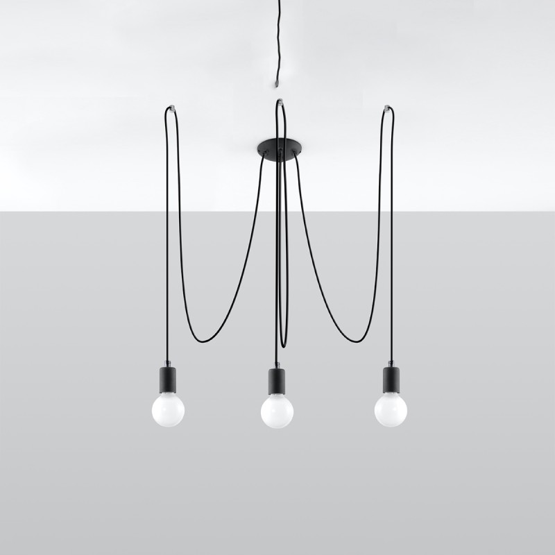 Sollux závesné svietidlo EDISON 3 čierne SL.0370