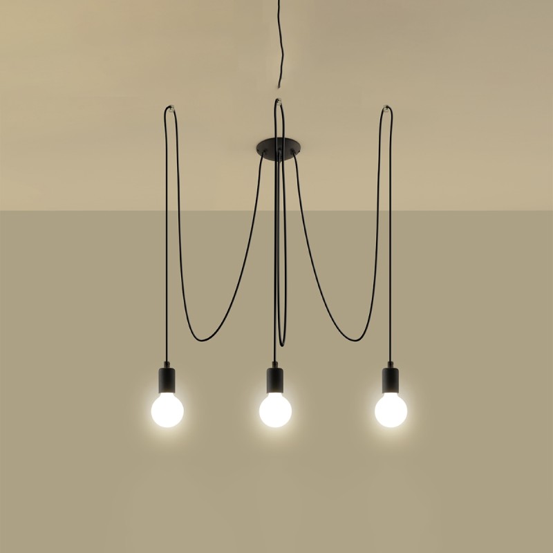 Sollux závesné svietidlo EDISON 3 čierne SL.0370