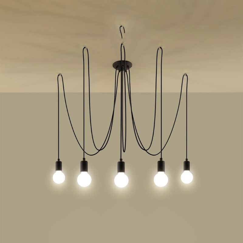Sollux závesné svietidlo EDISON 5 čierne SL.0371