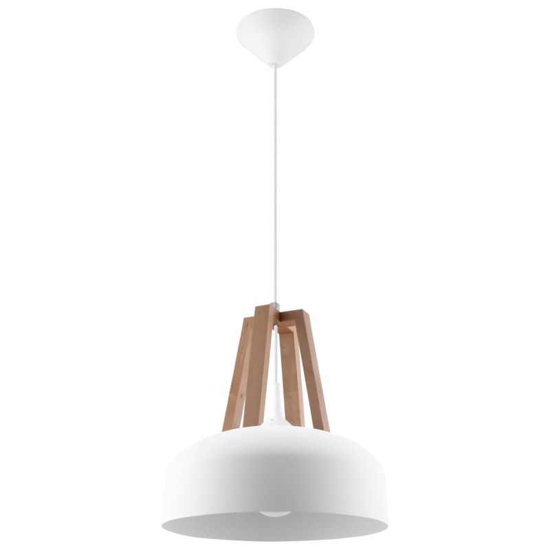 Sollux závesné svietidlo CASCO biele/natural drevo SL.0388