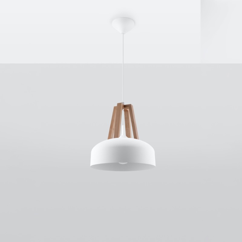 Sollux závesné svietidlo CASCO biele/natural drevo SL.0388