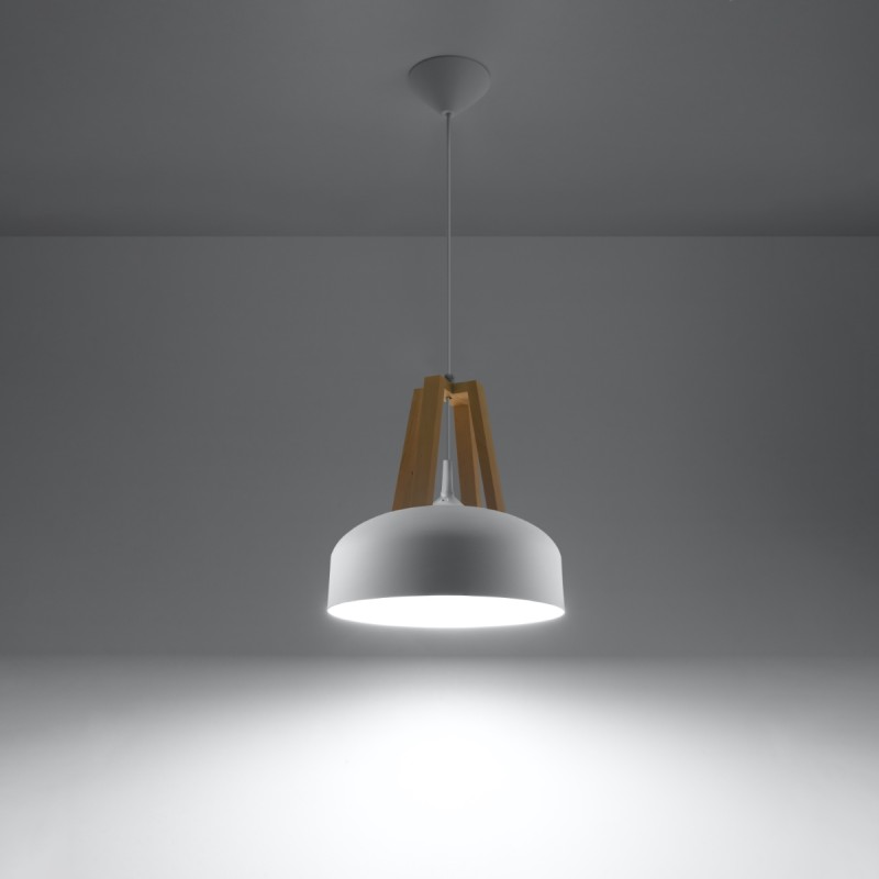 Sollux závesné svietidlo CASCO biele/natural drevo SL.0388