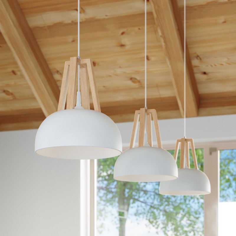 Sollux závesné svietidlo CASCO biele/natural drevo SL.0388