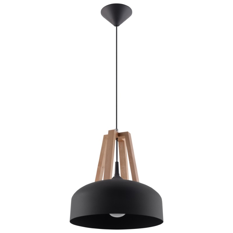 Sollux závesné svietidlo CASCO čierne/natural drevo SL.0390