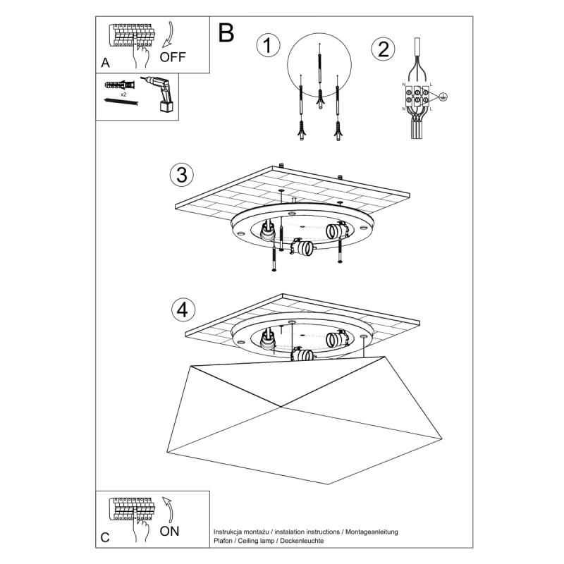 Sollux stropné svietidlo prisadené HEXA 45 silver SL.0694
