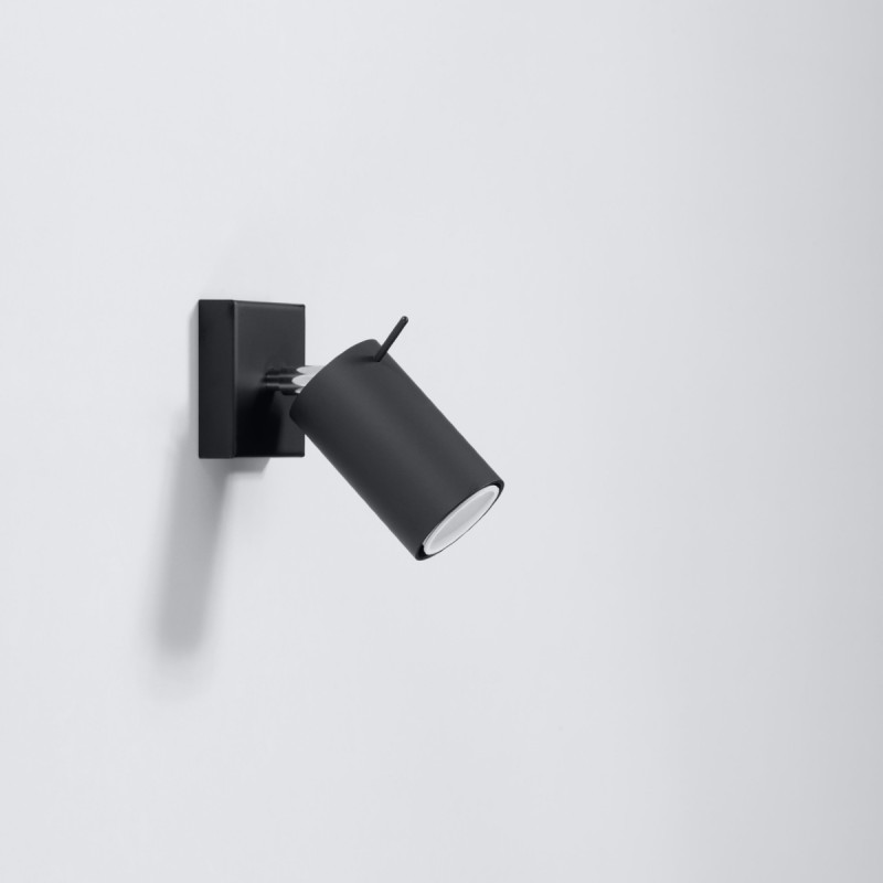 Sollux Nástenné svietidlo RING black a spínač