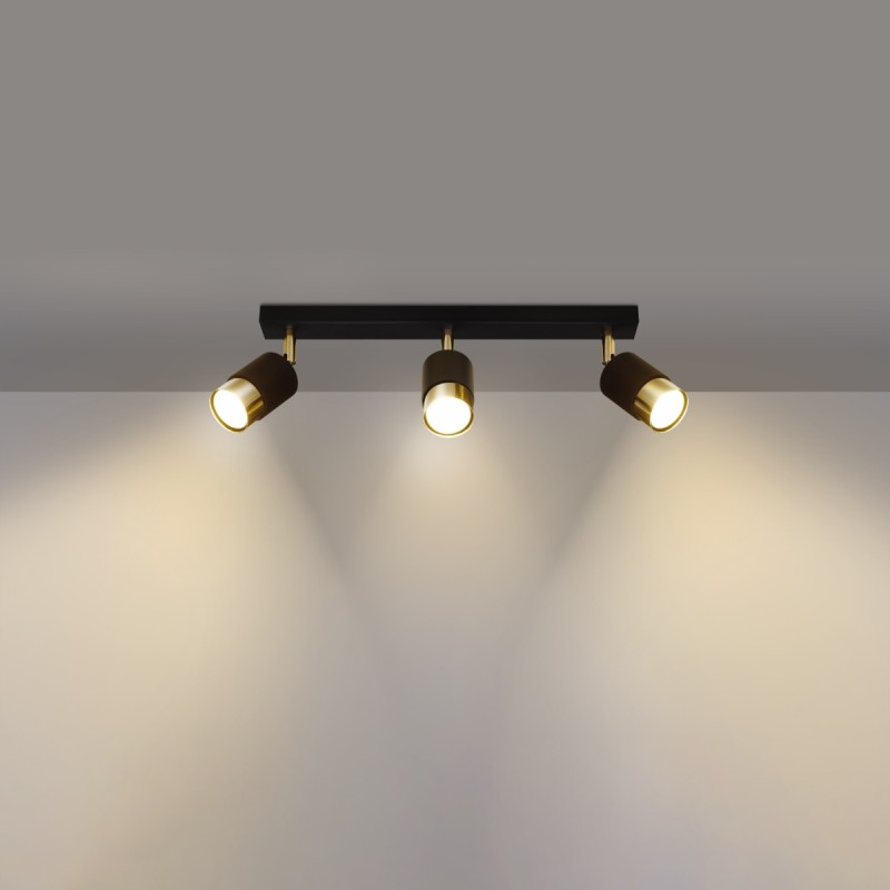 Sollux stropné svietidlo NERO 3 black/golden SL.1071