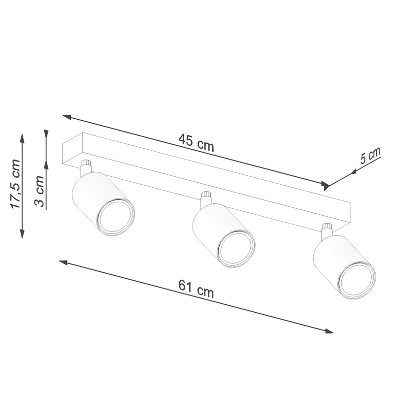 Sollux Stropné svietidlo VERDO 3L čierne