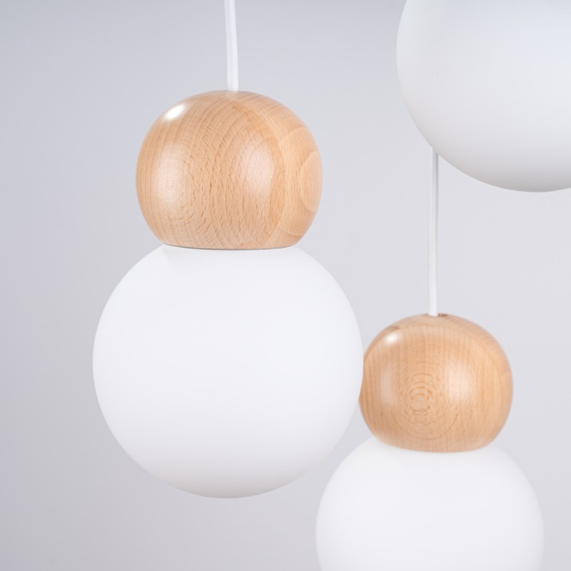 Sollux Hängeleuchte PEKKA 3P weiß/naturfarbenes Holz