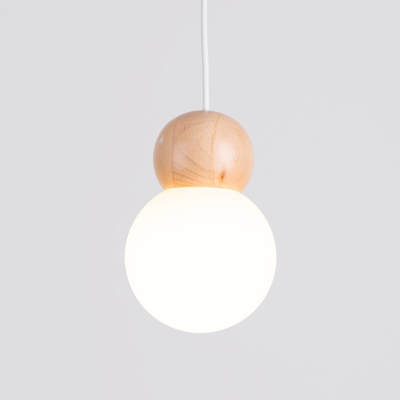 Sollux Hängeleuchte PEKKA 3P weiß/naturfarbenes Holz