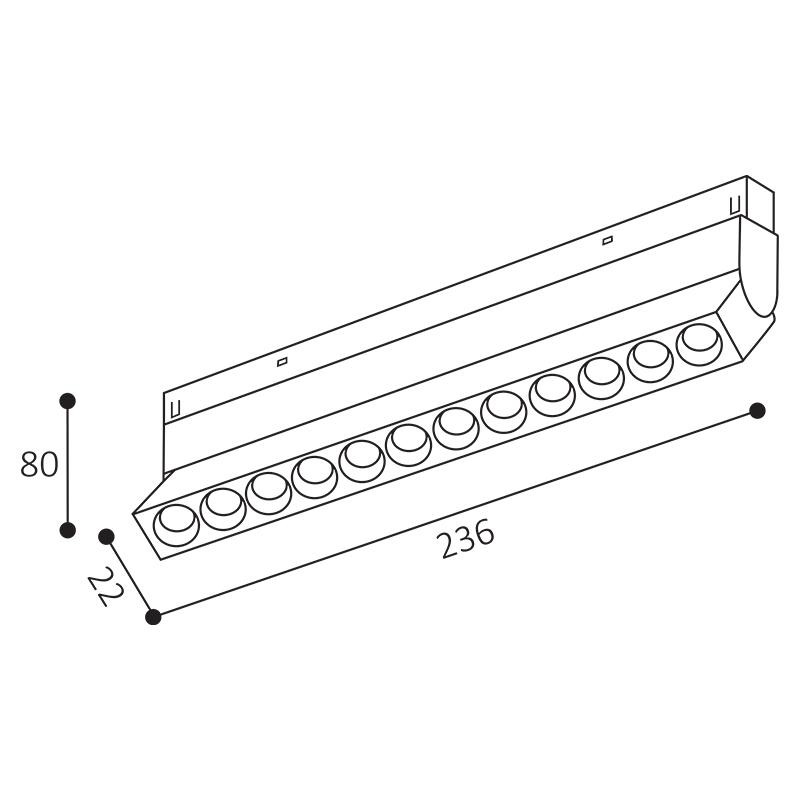 LED2 MAGLASER II TILT, W DALI DIM 12W 3000K 6480731D