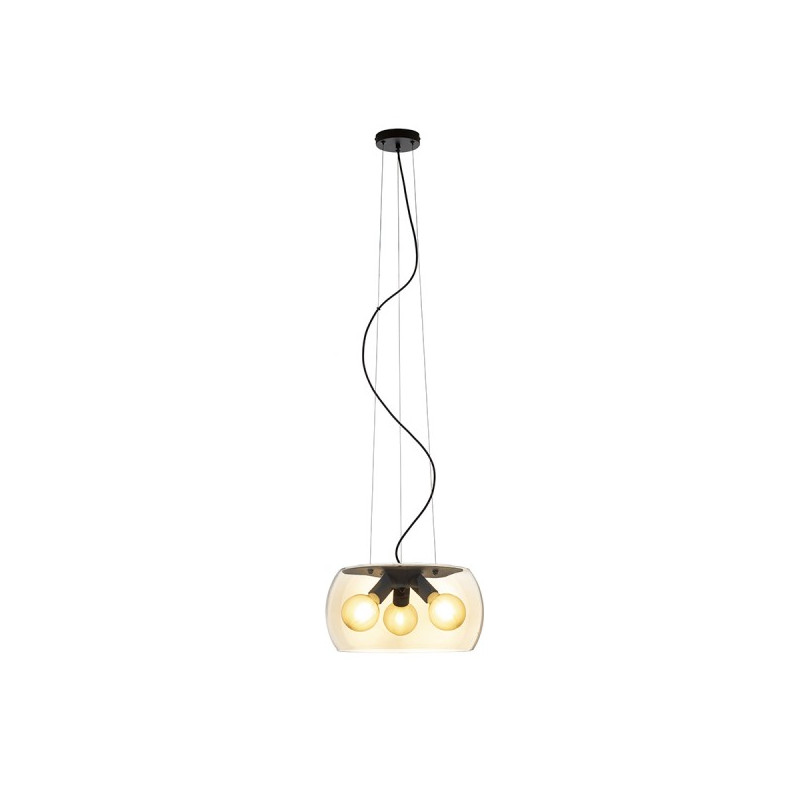 RENDL AMANDA závesná matná čierna jantárové sklo 230V LED E27 3x15W R14135