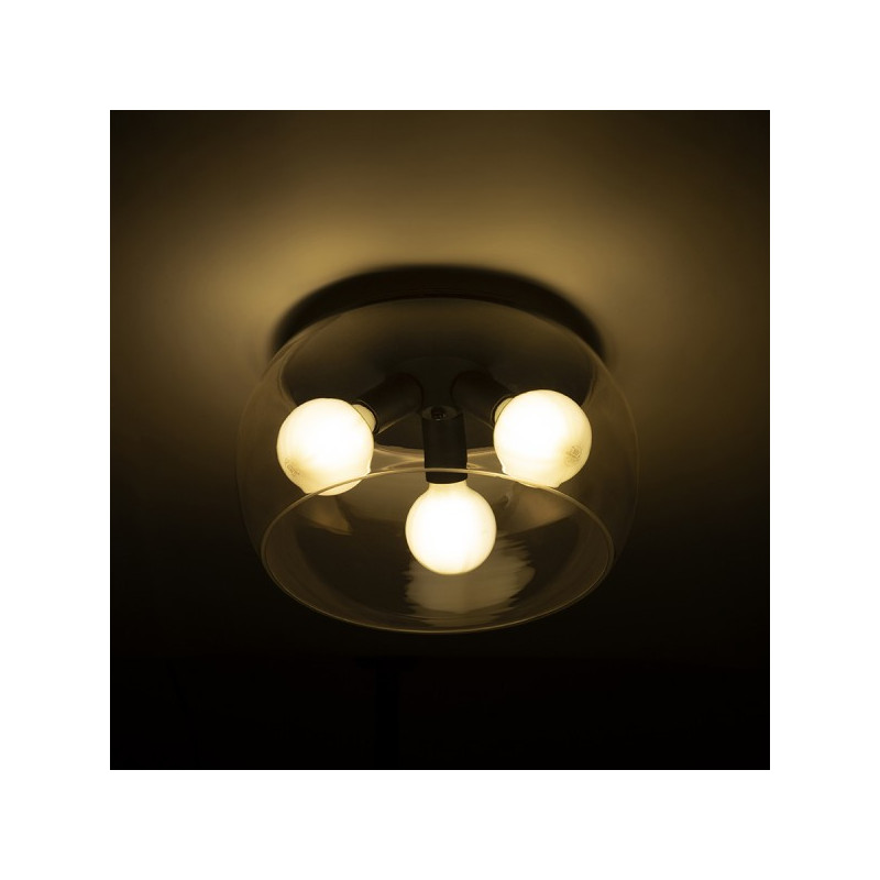 RENDL AMANDA stropná matná čierna dymové sklo 230V LED E27 3x15W R14133