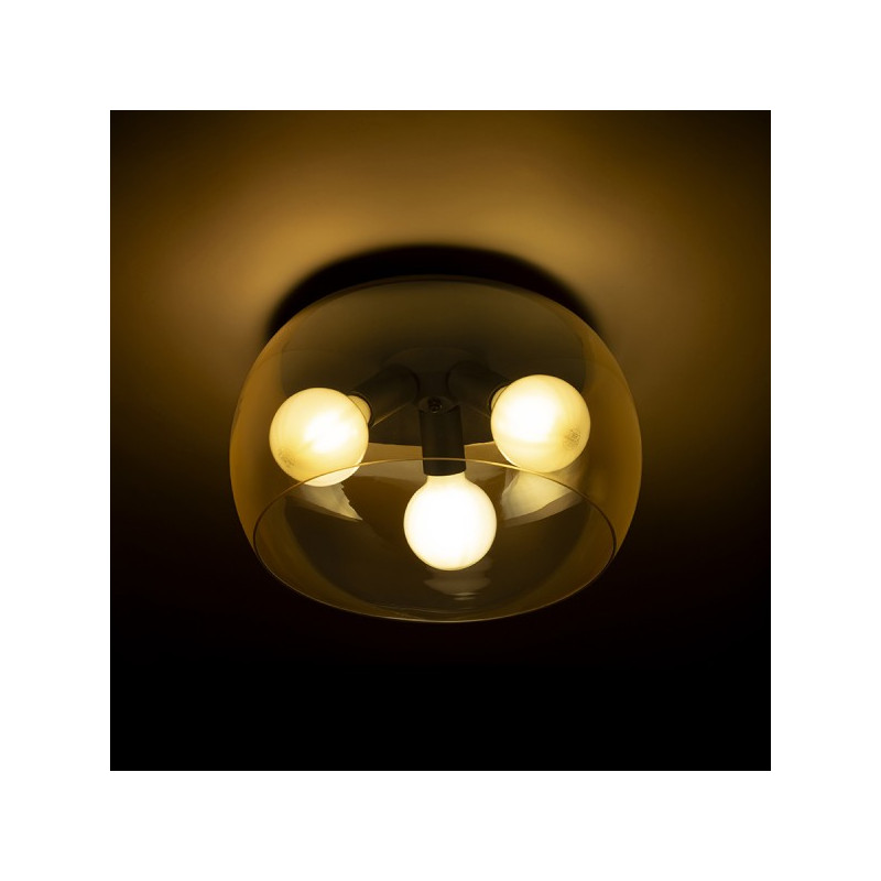 RENDL AMANDA stropná matná čierna dymové sklo 230V LED E27 3x15W R14133