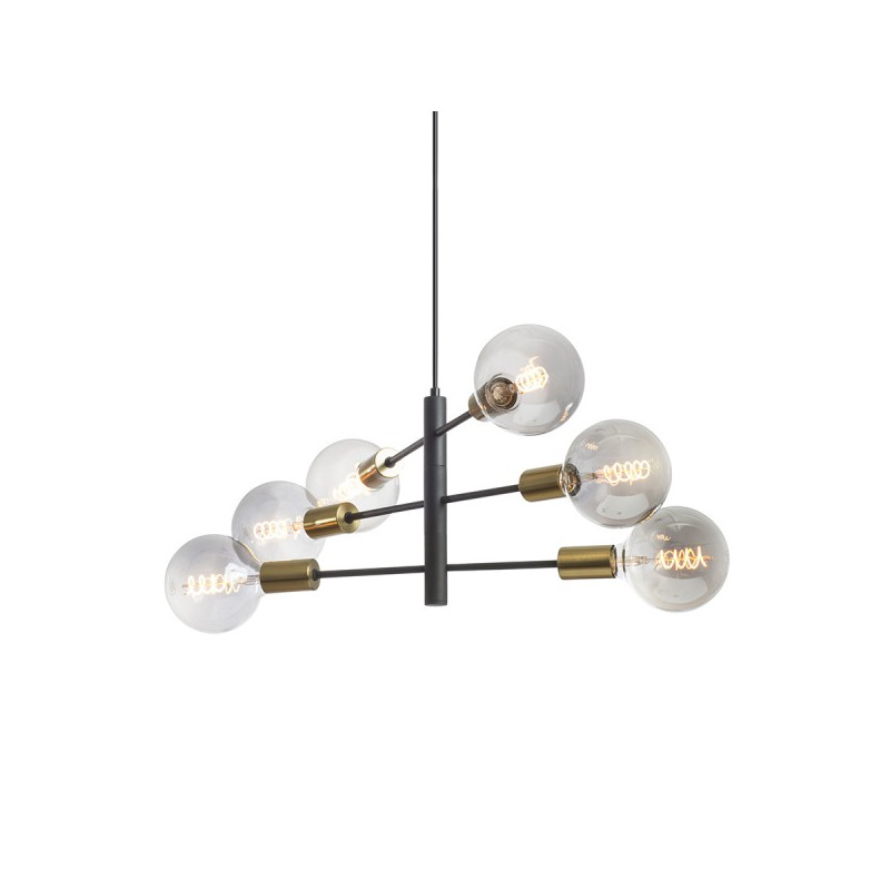 RENDL ARTEMIA 6 závesná čierna česaná mosadz 230V LED E27 6x15W R14399