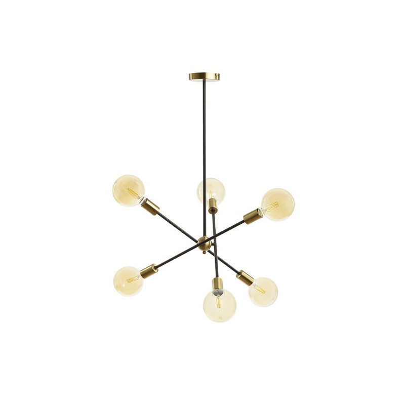 RENDL ARTEMIA 6 na tyči čierna česaná mosadz 230V LED E27 6x15W R14398