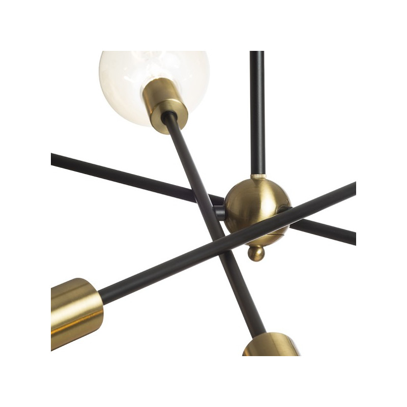 RENDL ARTEMIA 6 na tyči čierna česaná mosadz 230V LED E27 6x15W R14398