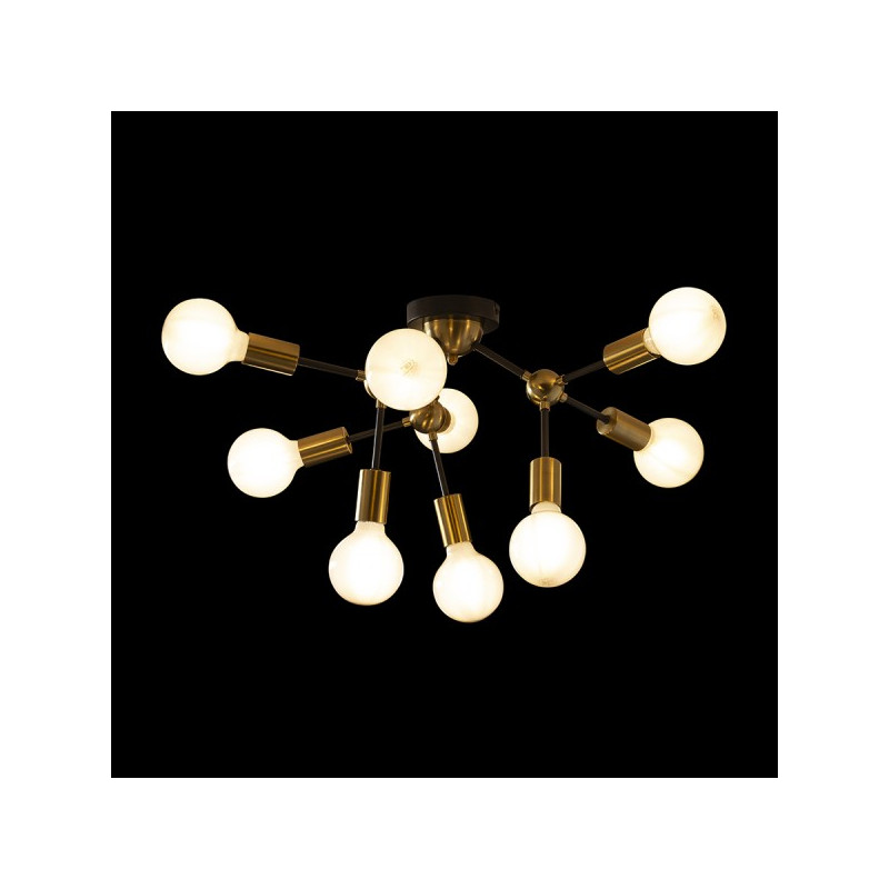 RENDL ARTEMIA 9 stropná čierna česaná mosadz 230V LED E27 9x15W R14397