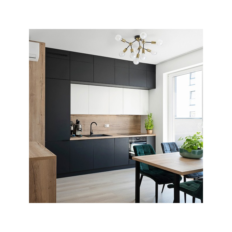 RENDL ARTEMIA 9 stropná čierna česaná mosadz 230V LED E27 9x15W R14397