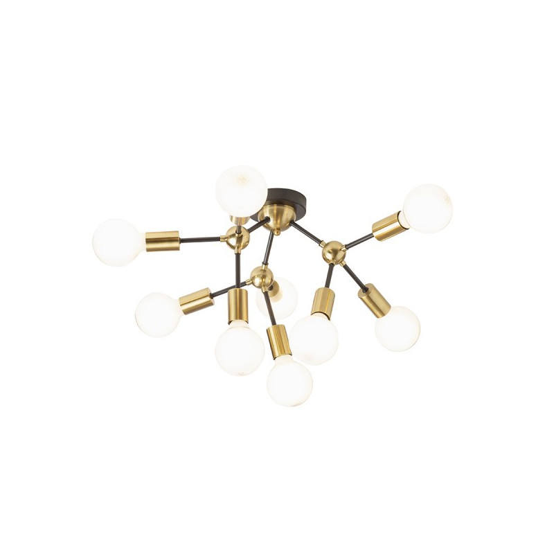 RENDL ARTEMIA 9 stropná čierna česaná mosadz 230V LED E27 9x15W R14397