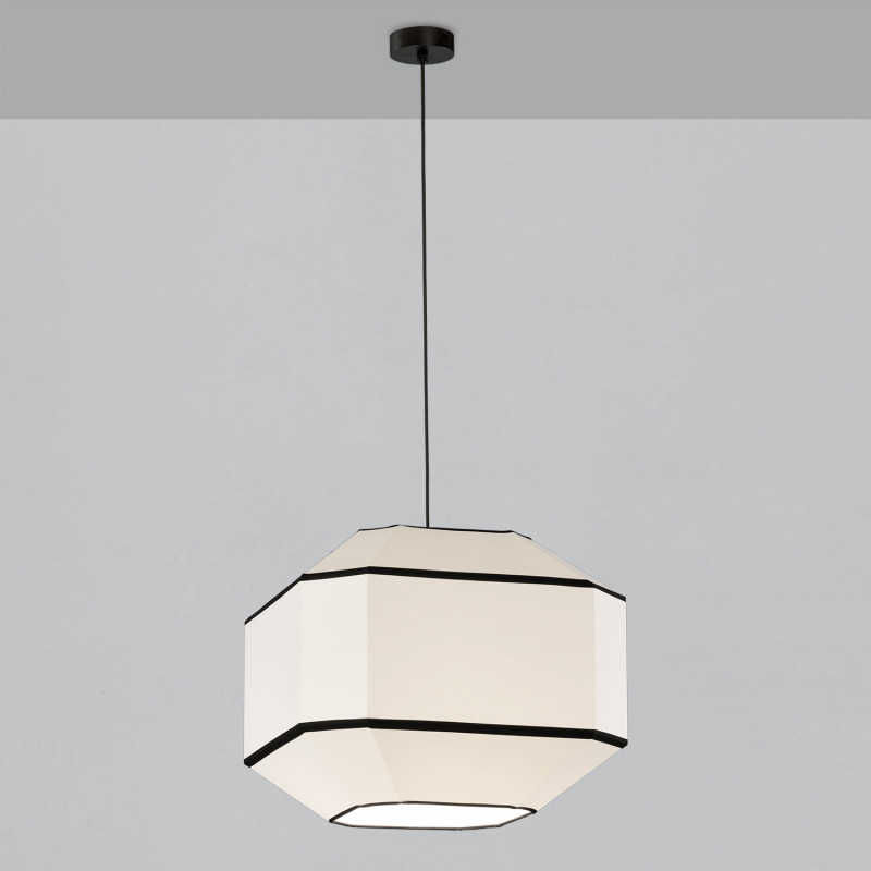 Bauhaus Pendant lamp 3917/45 White/Black, Kit Text. Black, LED E27 15W, CL.I