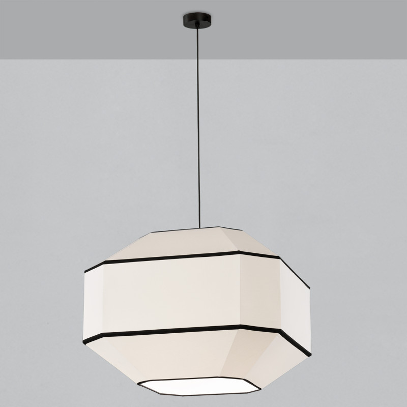 Bauhaus Pendant lamp 3917/60 White/Black, Kit Text. Black, LED E27 15W, CL.I