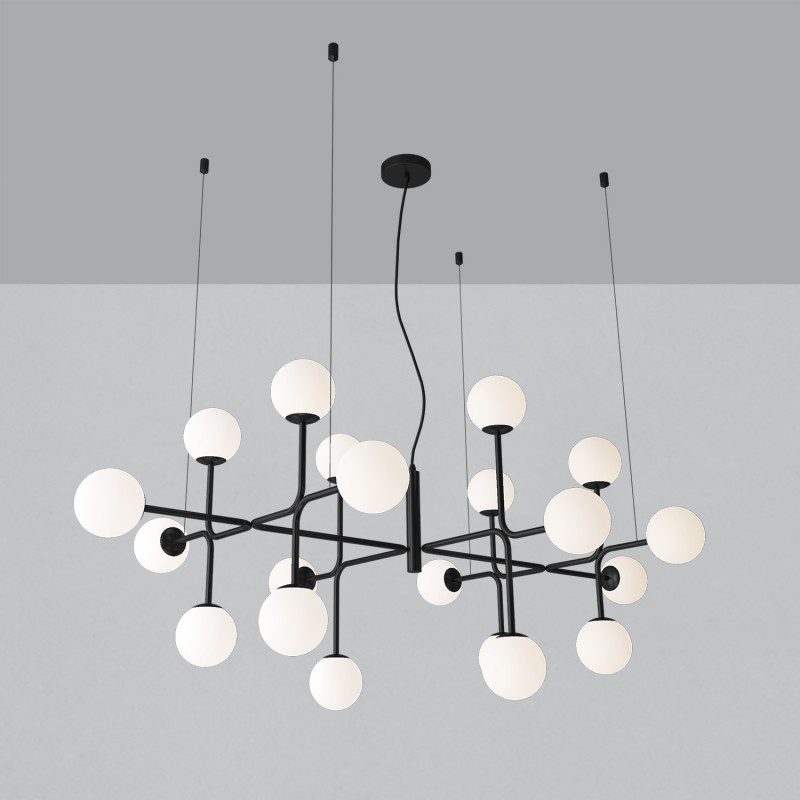Doris Pendant lamp 3820/155 Black/Opal, LED G9 20x7W, CL.I