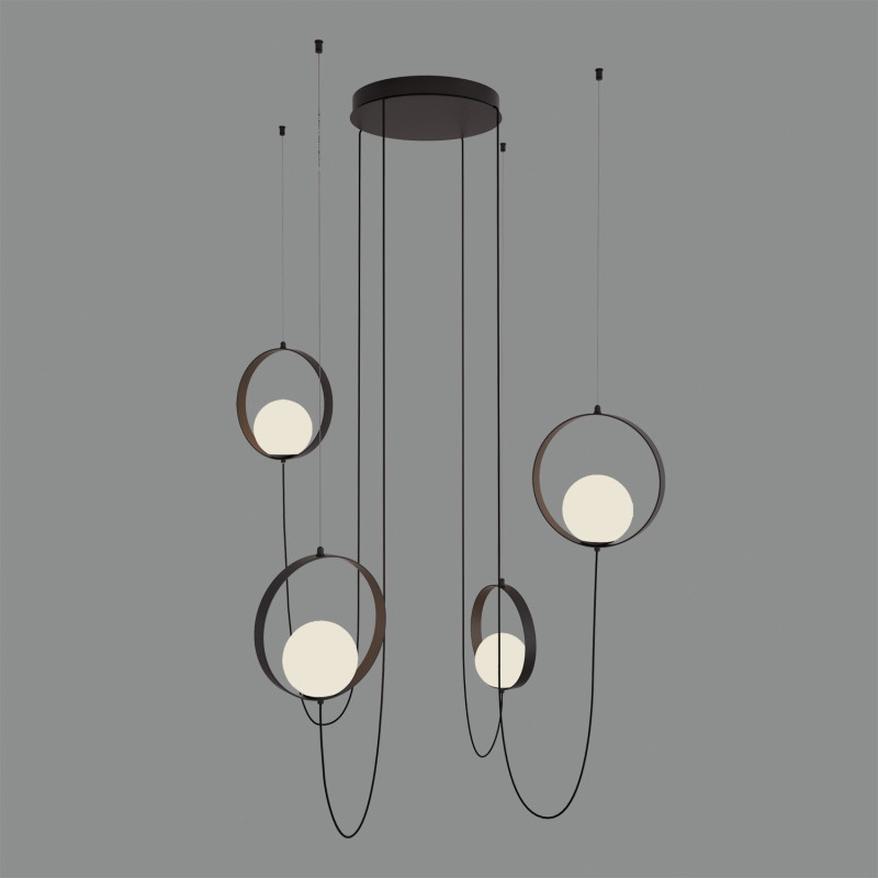 Halo Pendant lamp 3815/4 Black/Opal, LED 4x5W 1480lm, CRI90 CL.I, Integrated LED, Kelvin 2700K-3000K Slide Switch, Dim. Triac