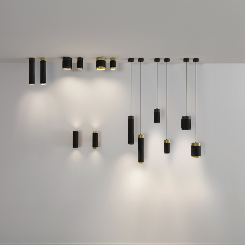 Lux Wall Lamp 16/3989-2 Tech Gold/Black, LED COB 2x6W 3000K 1240lm, CRI90 CL.I, Integrated LED, Dim. DALI/Push