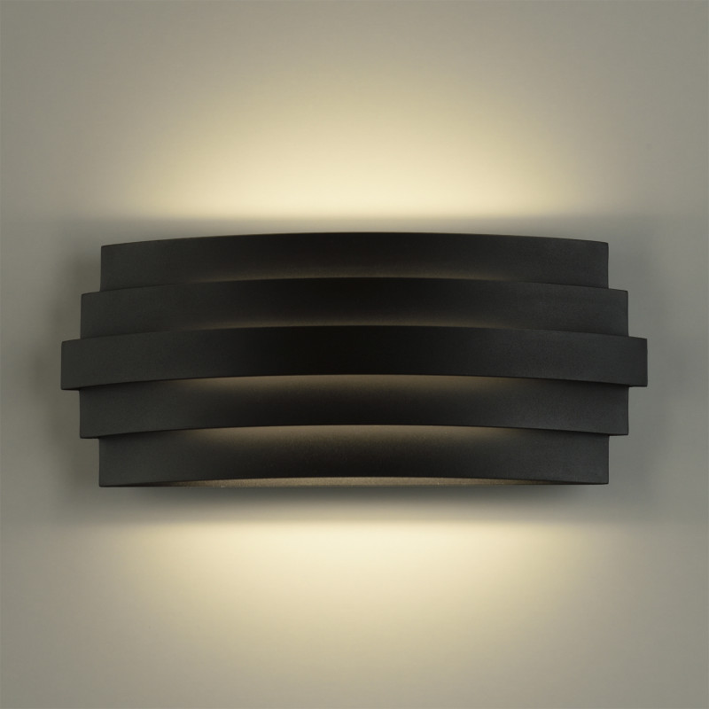 Luxur Wall Lamp 16/3840-30 Black, LED 20W 1200lm, CRI90 CL.I, Integrated LED, Kelvin 2700K-3000K Slide Switch, Dim. DALI/Push