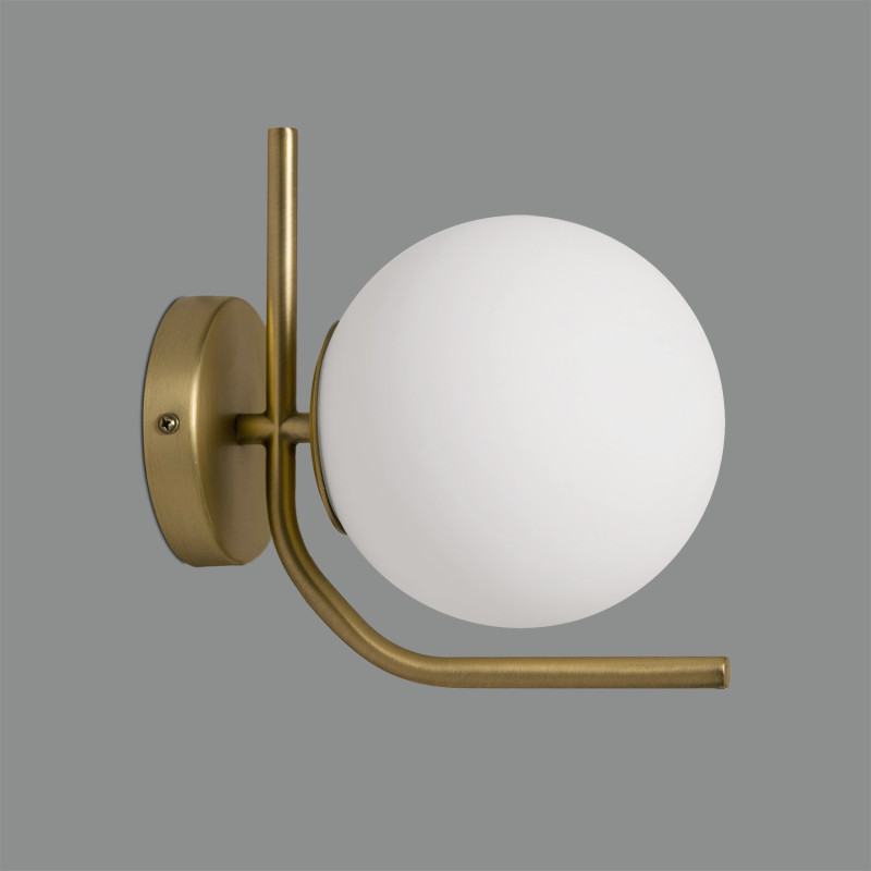 Maui Wall Lamp 16/8163-15 IP Opal/Matt Antique Gold, LED E27 15W, CL.II IP44, (E27 max. Ø45 mm)