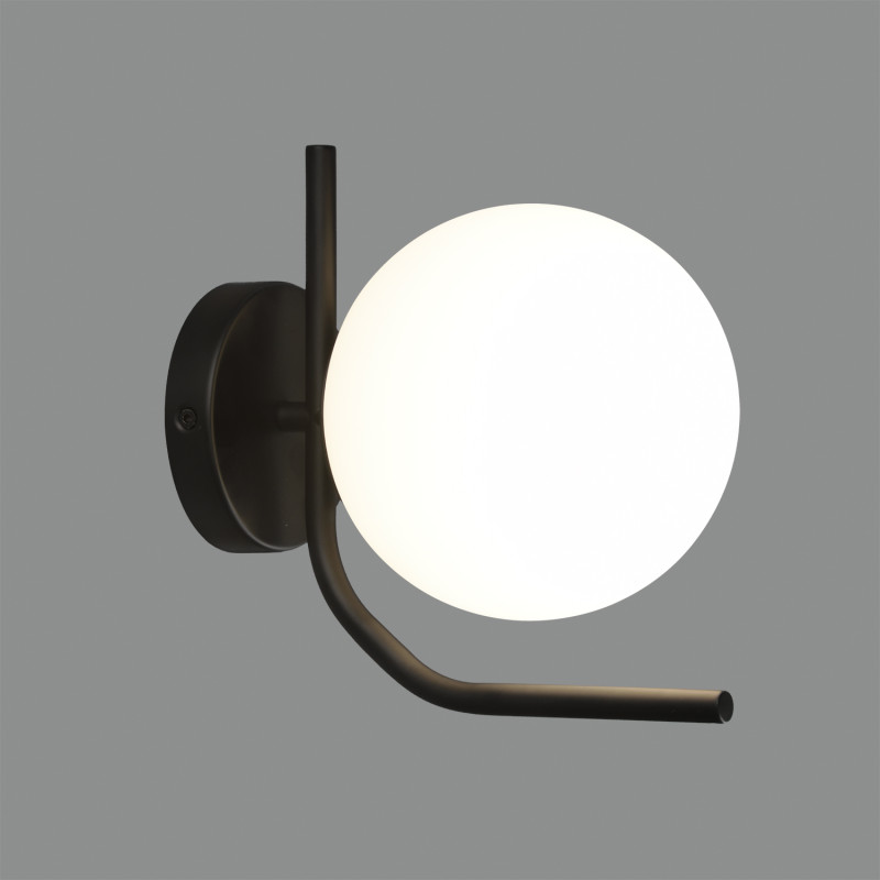 Maui Wall Lamp 16/8163-15 IP Opal/Black Matt, LED E27 15W, CL.II IP44, (E27 max. Ø45 mm)