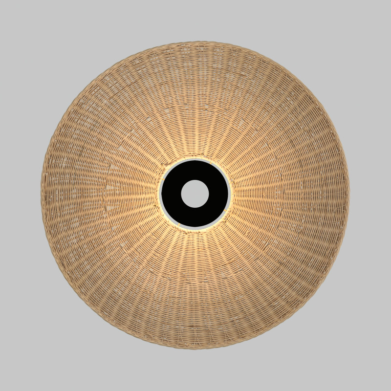 Lampshade 3913/70 Natural Rattan D680xH70 mm + Black Metal Disc